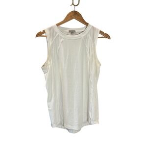 T by Talbots Womens White Mesh Yoke Active Muscle Tank Top Size M Activewear
